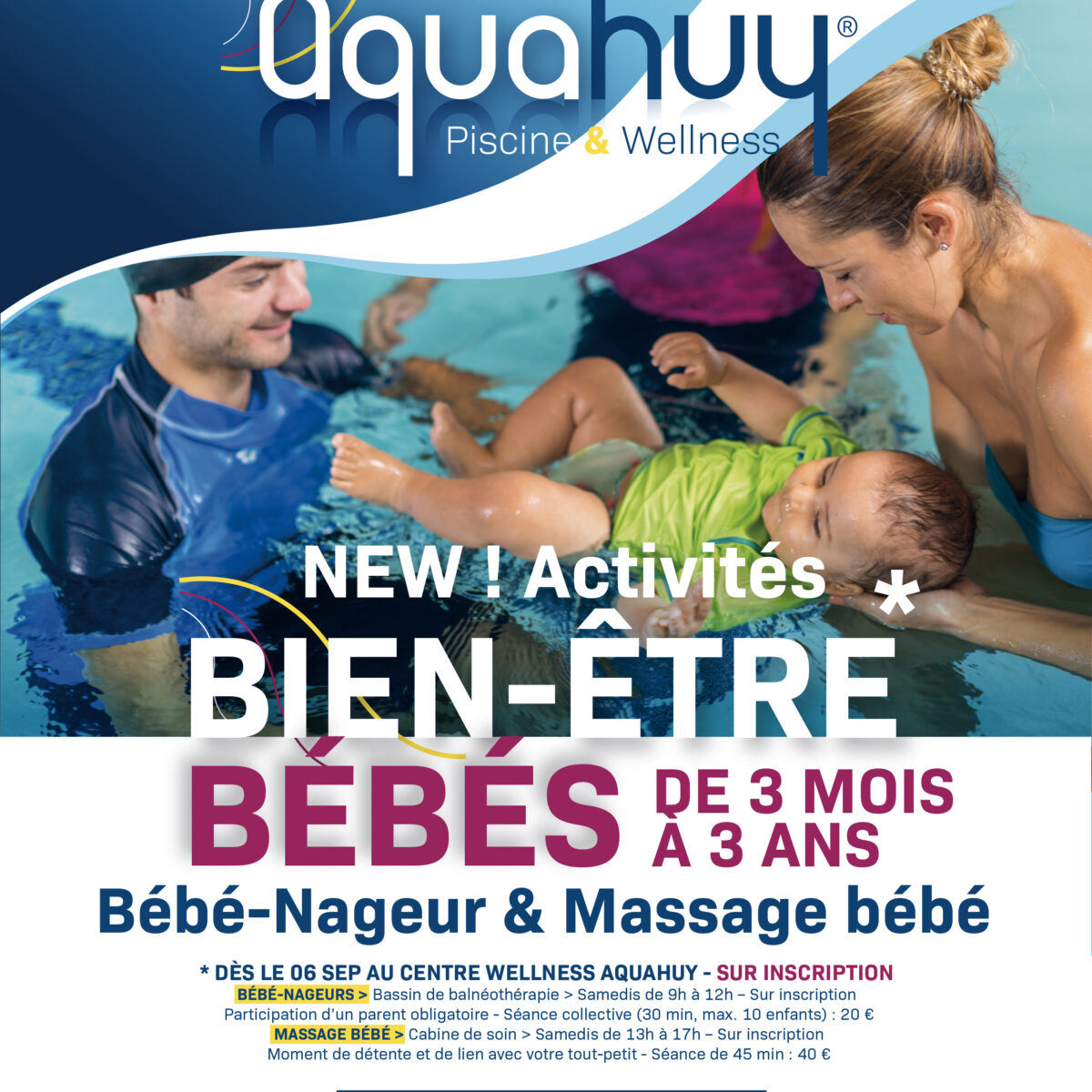 Régie Sportive Hutoise : Activité : Bébés-nageurs / Massages bébés