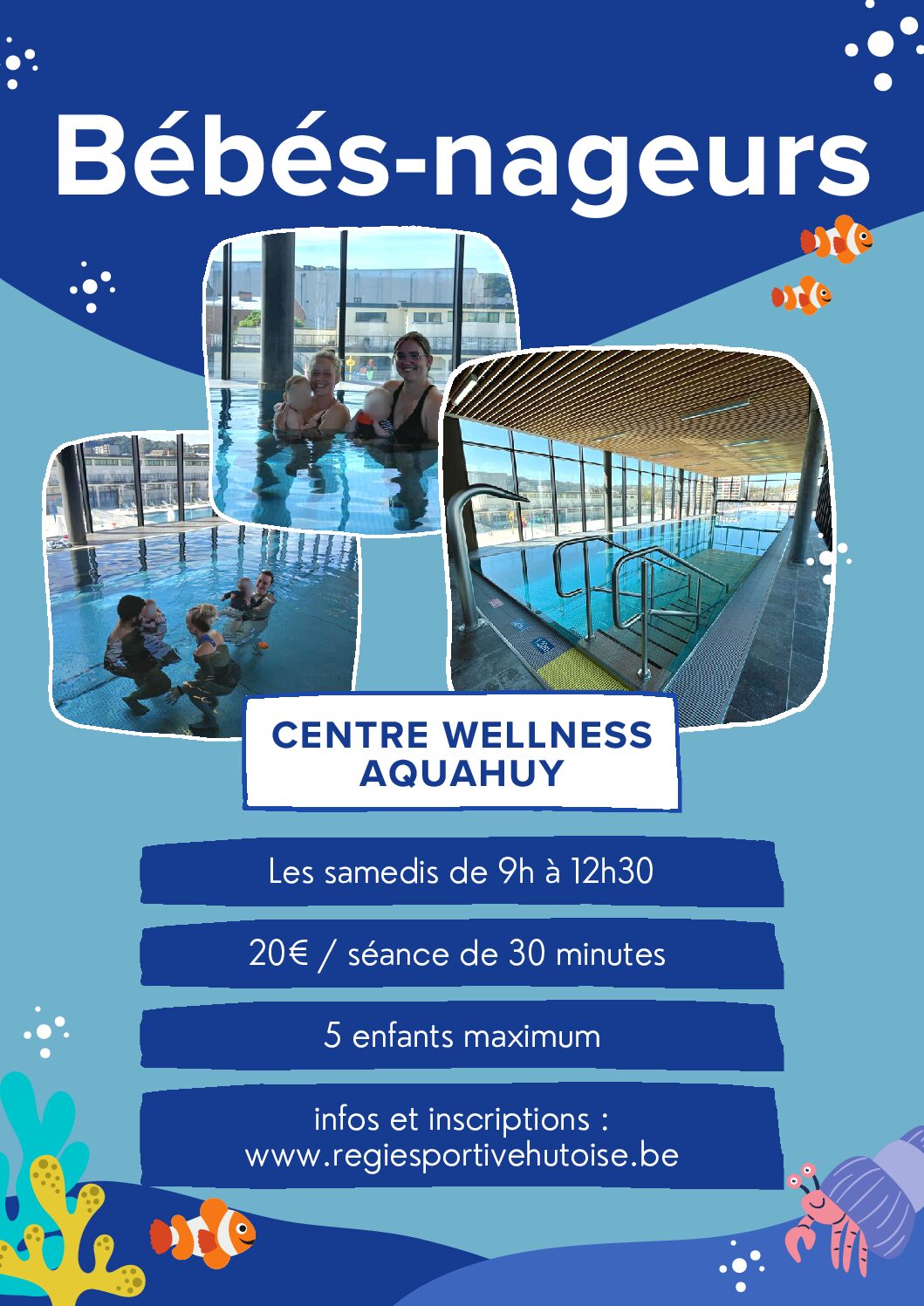 Régie Sportive Hutoise : Activité : Bébés-nageurs / Massages bébés